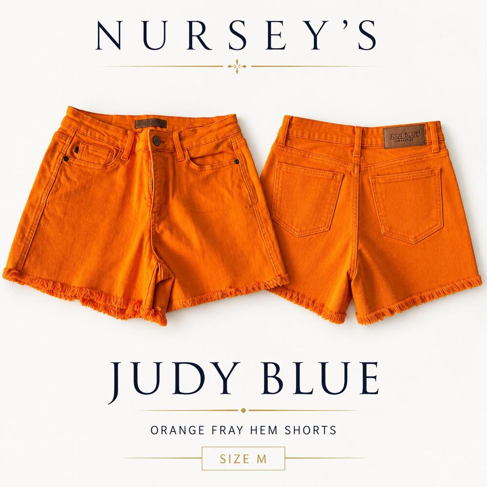 Judy Blue Orange Fray Hem Stretch Denim Shorts Size M NWOT Y2K